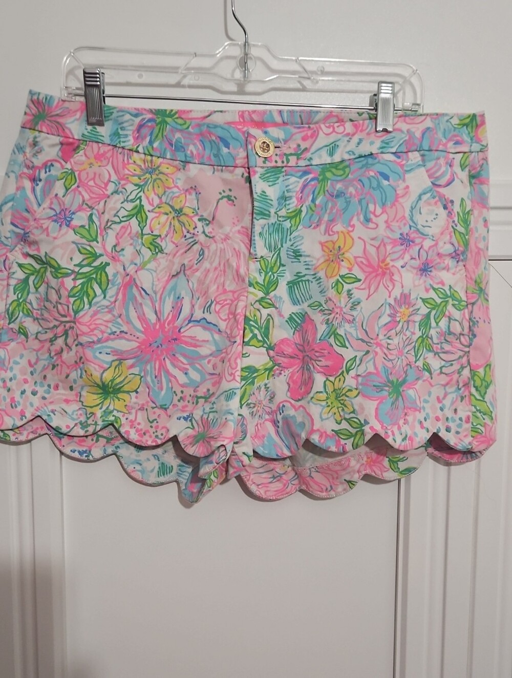 Lilly Pulitzer Pink Multicolor Floral Scallop-Hem Shorts